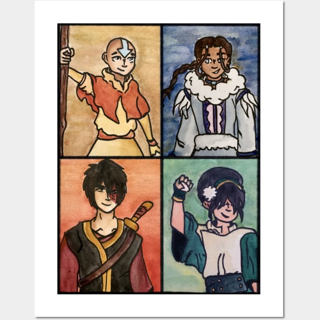 The Last Paintbender: Team Avatar Art Nouveau Wall Art by TheDoodlemancer